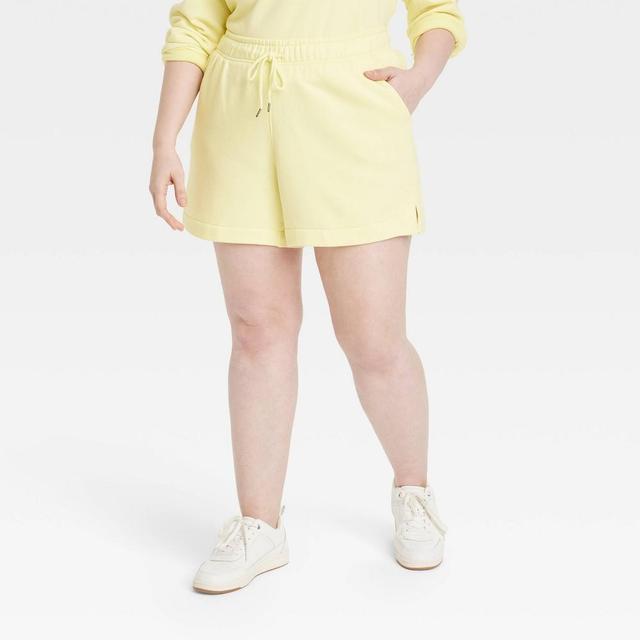 Womens Mid-Rise Fleece Shorts - Universal Thread Yellow 1X Product Image