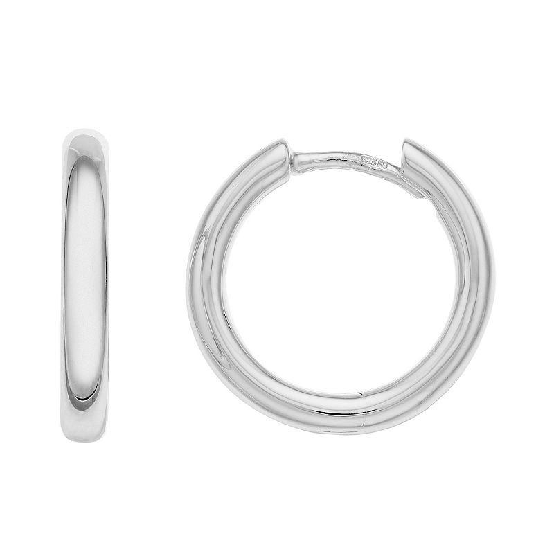 Unbranded Polished Sterling Silver Huggie Hoop Earrings, Women's, White - Size: One Size Product Image