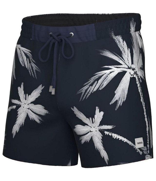 Hugo Boss All Over Palm Print 6#double; Inseam Swim Trunks Product Image