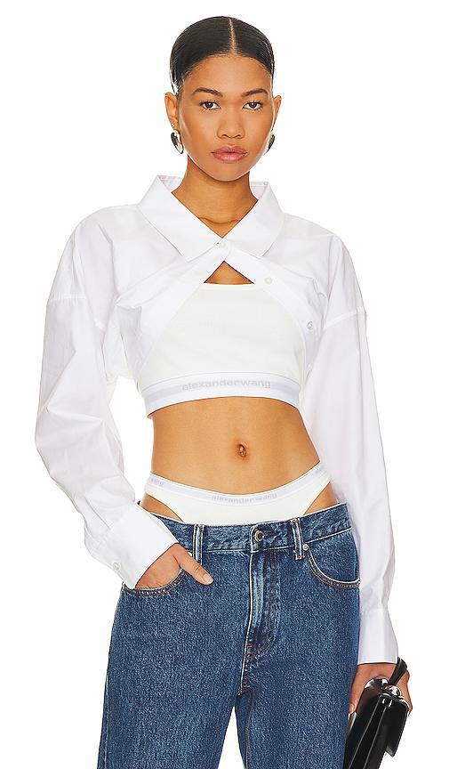 Tucked Shirt Bolero And Logo Elastic Top Product Image