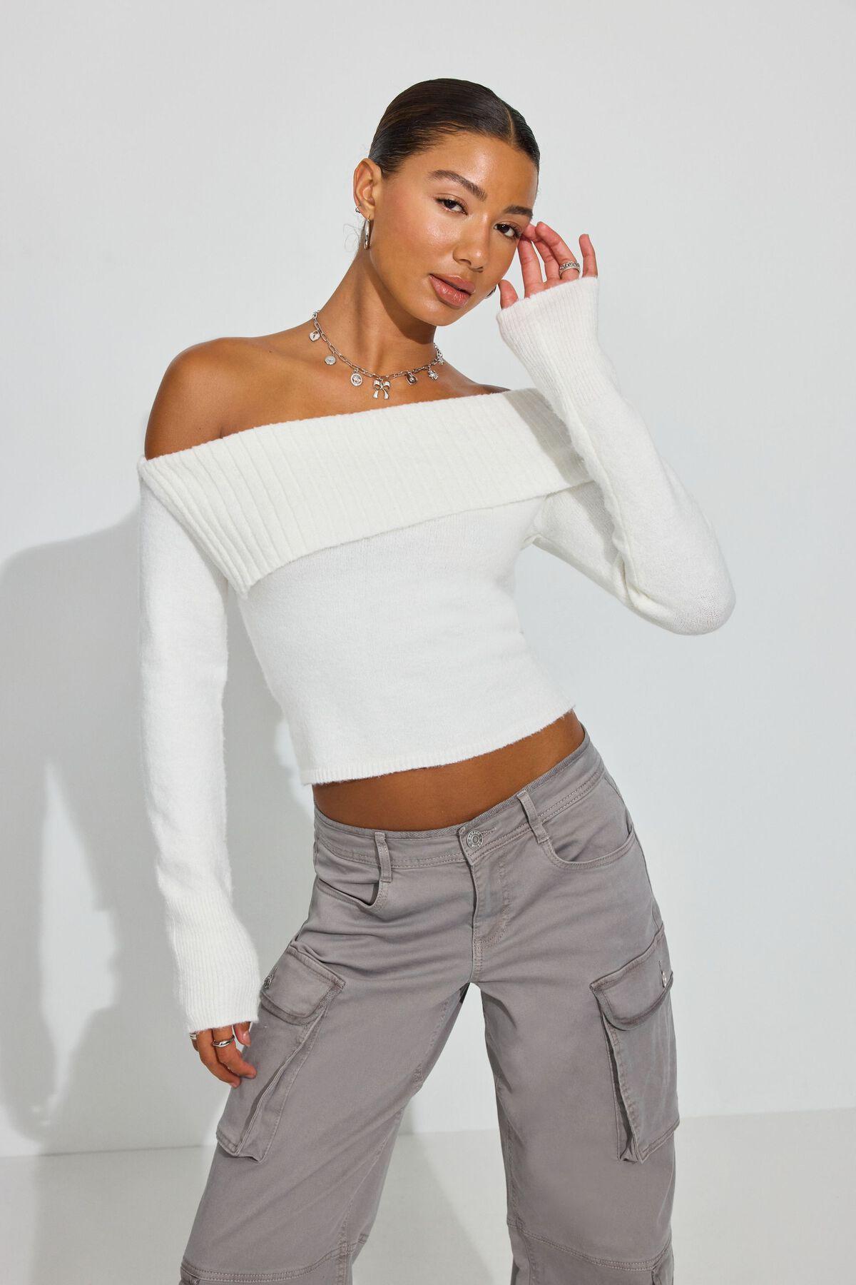 Spongy Off Shoulder Sweater Product Image