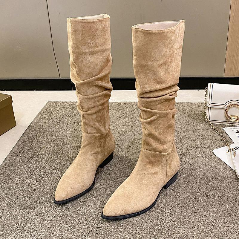 Pointed Toe Chunky Heel Tall Boots Product Image