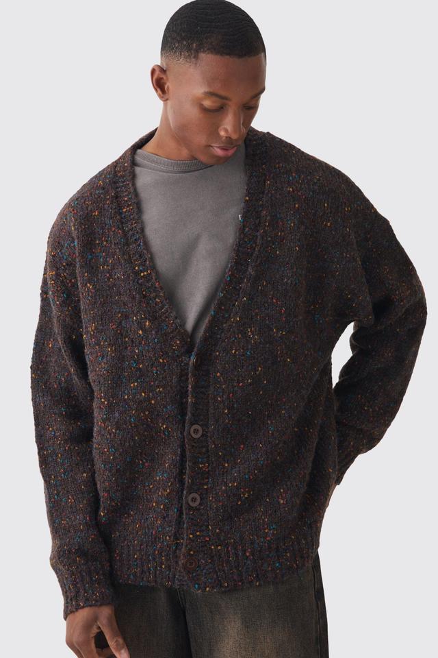 Oversized Textured Brushed Knitted Cardigan | boohooMAN USA Product Image