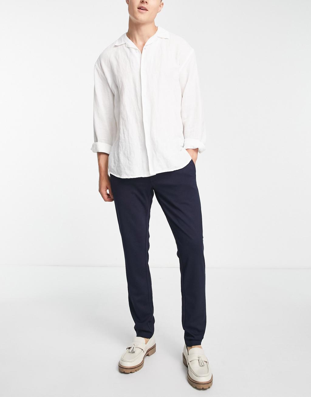 Only & Sons slim tapered fit pants in navy Product Image