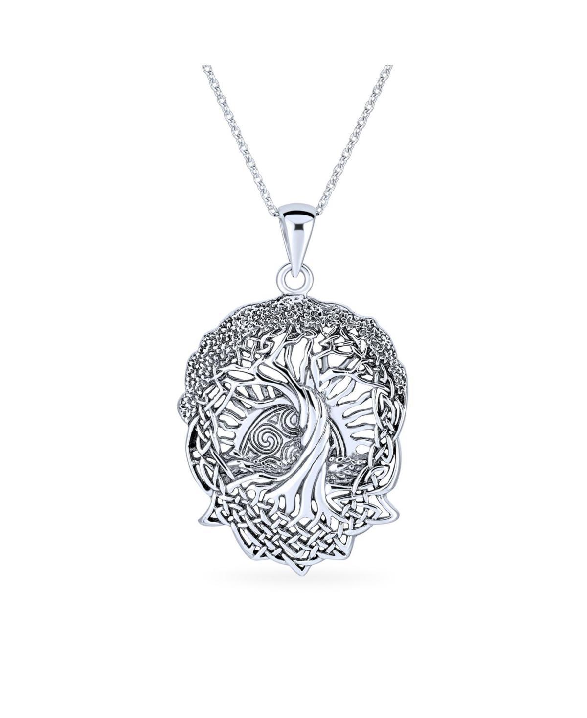 Bling Jewelry Large Rising Sun Celtic Knot Hope Tree Of Life Pendant Necklace For Women Tree Roots Of Family Life .925 Sterling Silver Product Image