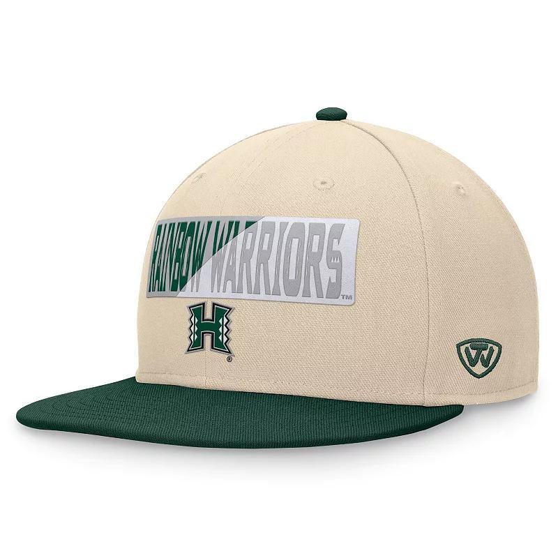 Mens Top of the World Khaki Hawaii Rainbow Warriors Goalaso Snapback Hat Product Image