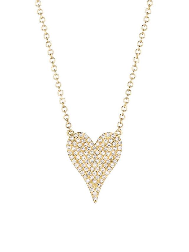 Womens 14K Yellow Gold & 0.21 TCW Diamond Heart Pendant Necklace Product Image