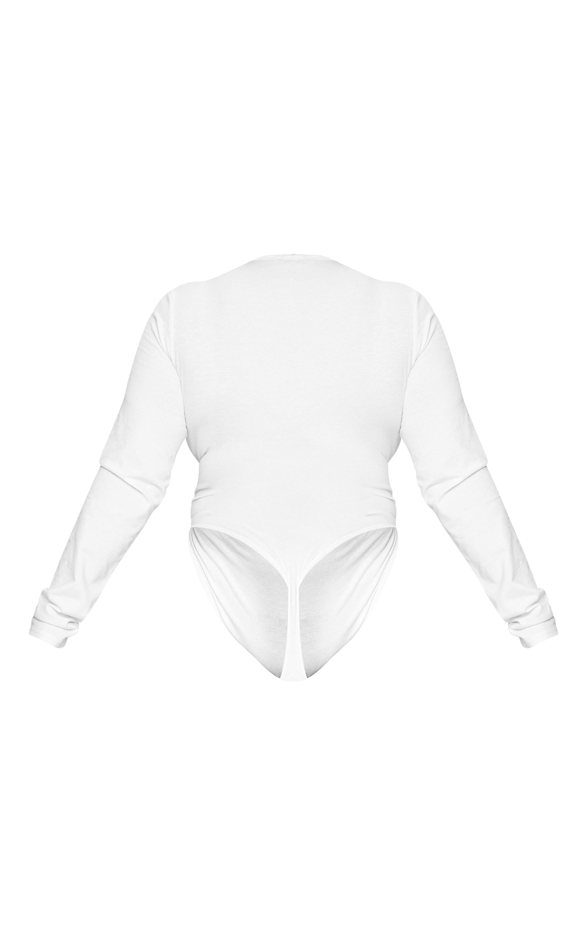 Plus Ecru Cotton Long Sleeve Bodysuit Product Image