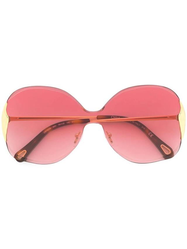 Two-tone Oversized Frame Sunglasses In Gold Product Image