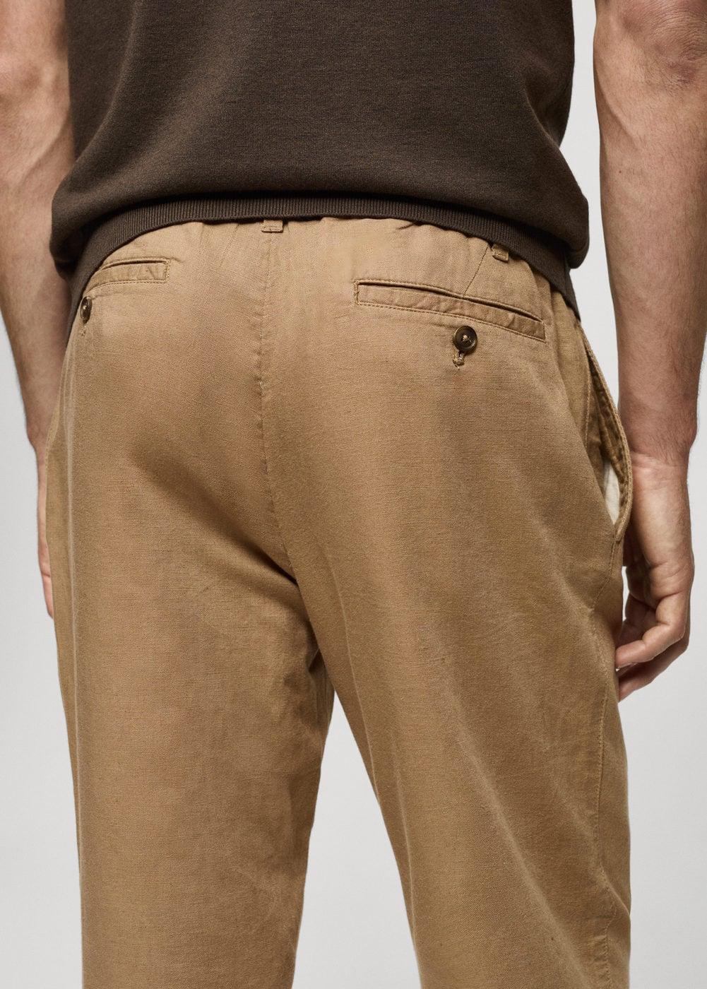 MANGO MAN - Slim-fit pants with drawstring tobacco brownMen Product Image