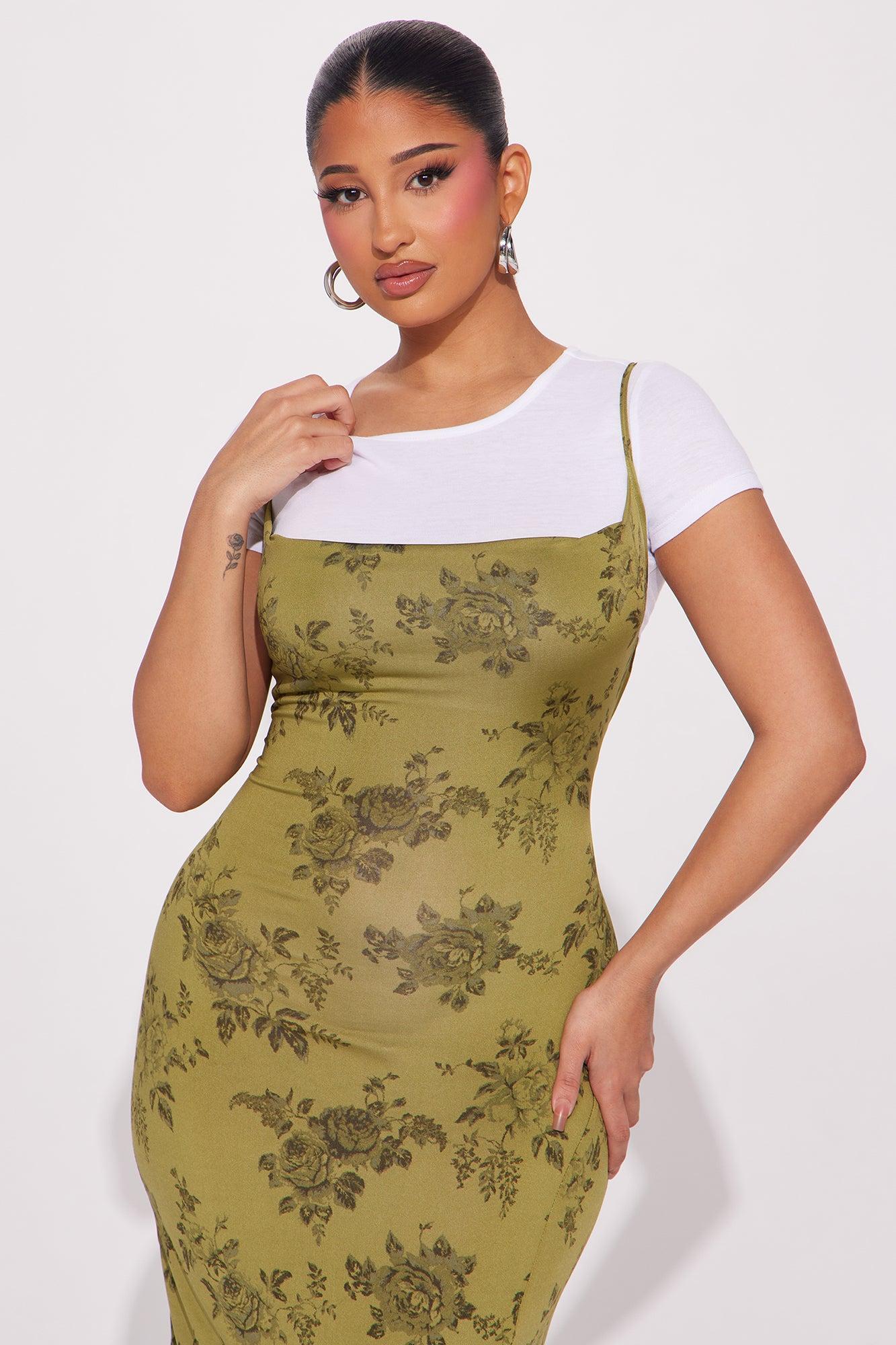 Denise Printed Maxi Dress Set - Olive/combo Product Image