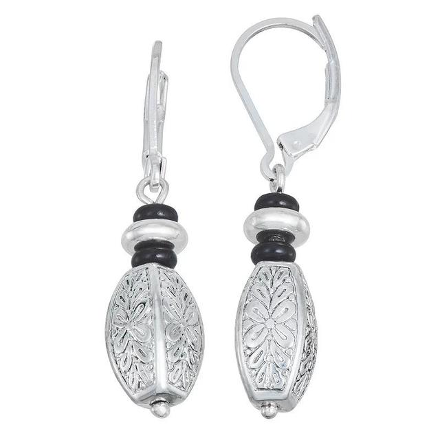 Napier Silver Tone Treasure Drop Leverback Earrings, Womens Product Image