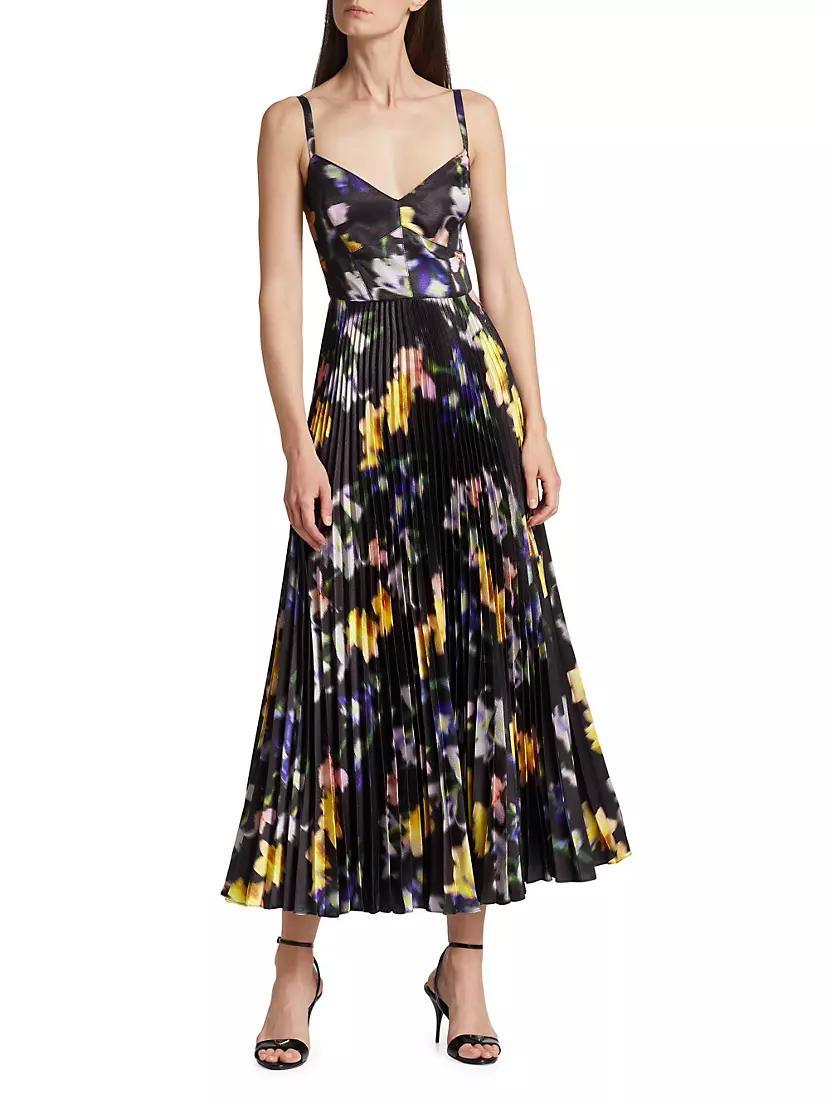 Ella Floral Satin Midi-Dress Product Image