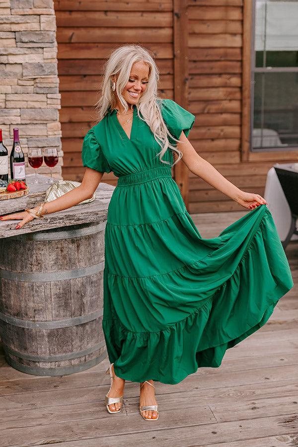 Simply Sweet Maxi Dress in Hunter Green Product Image