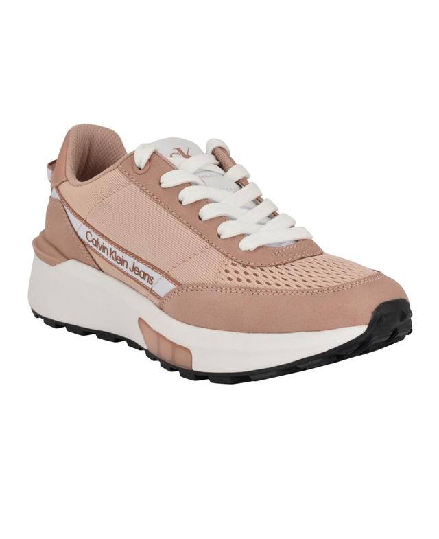 Calvin Klein Womens Khalli Almond Toe Casual Lace-up Sneakers - Light Pink Product Image