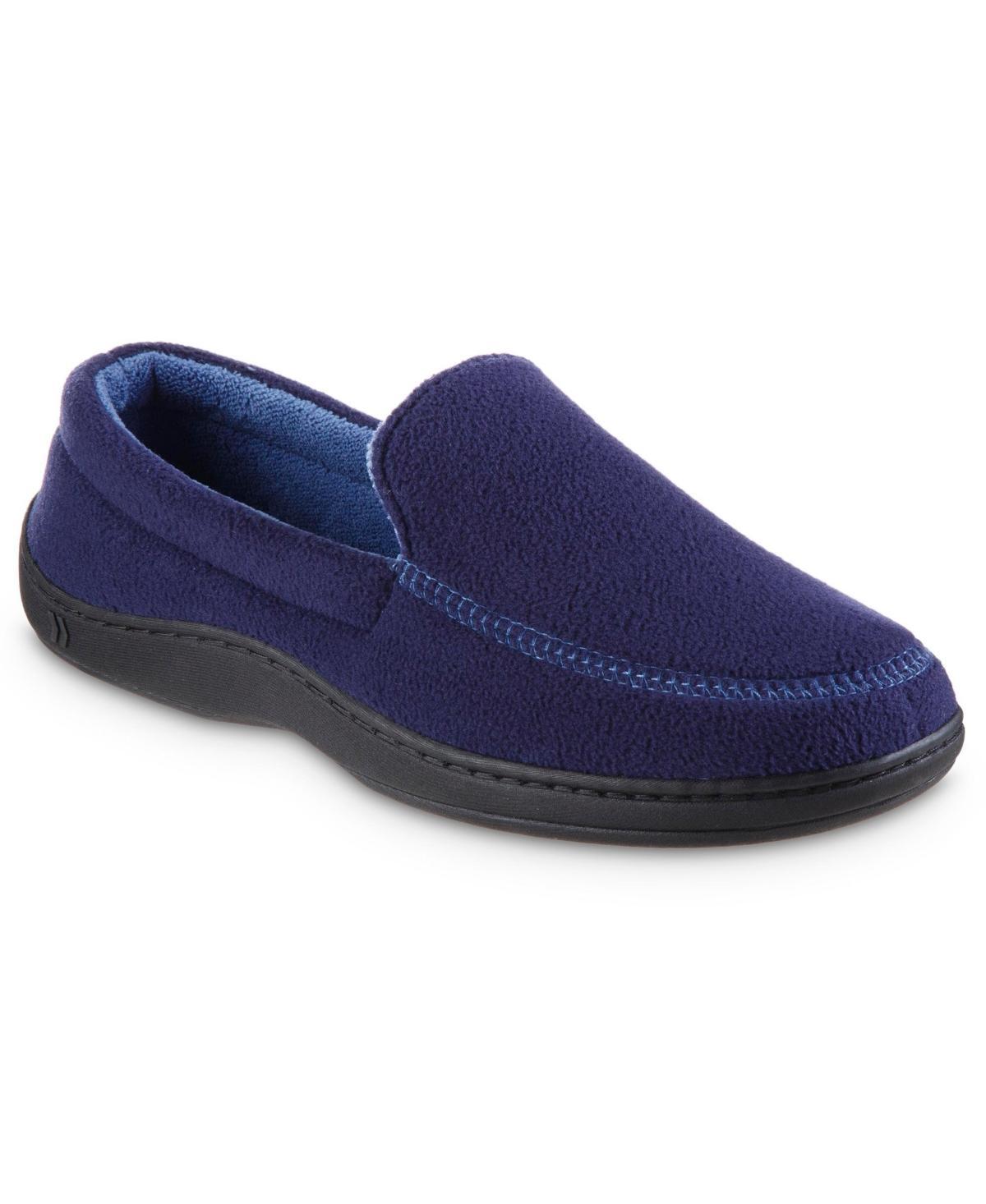 isotoner Roman Recycled Fleece Mens Moccasin Slippers Blue Product Image