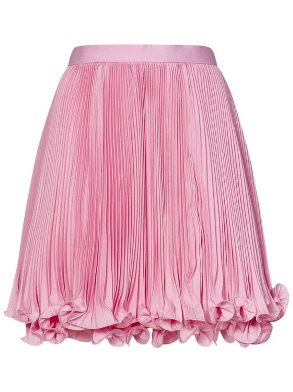 Pleated Light Crepe Mini Skirt In Pink Product Image