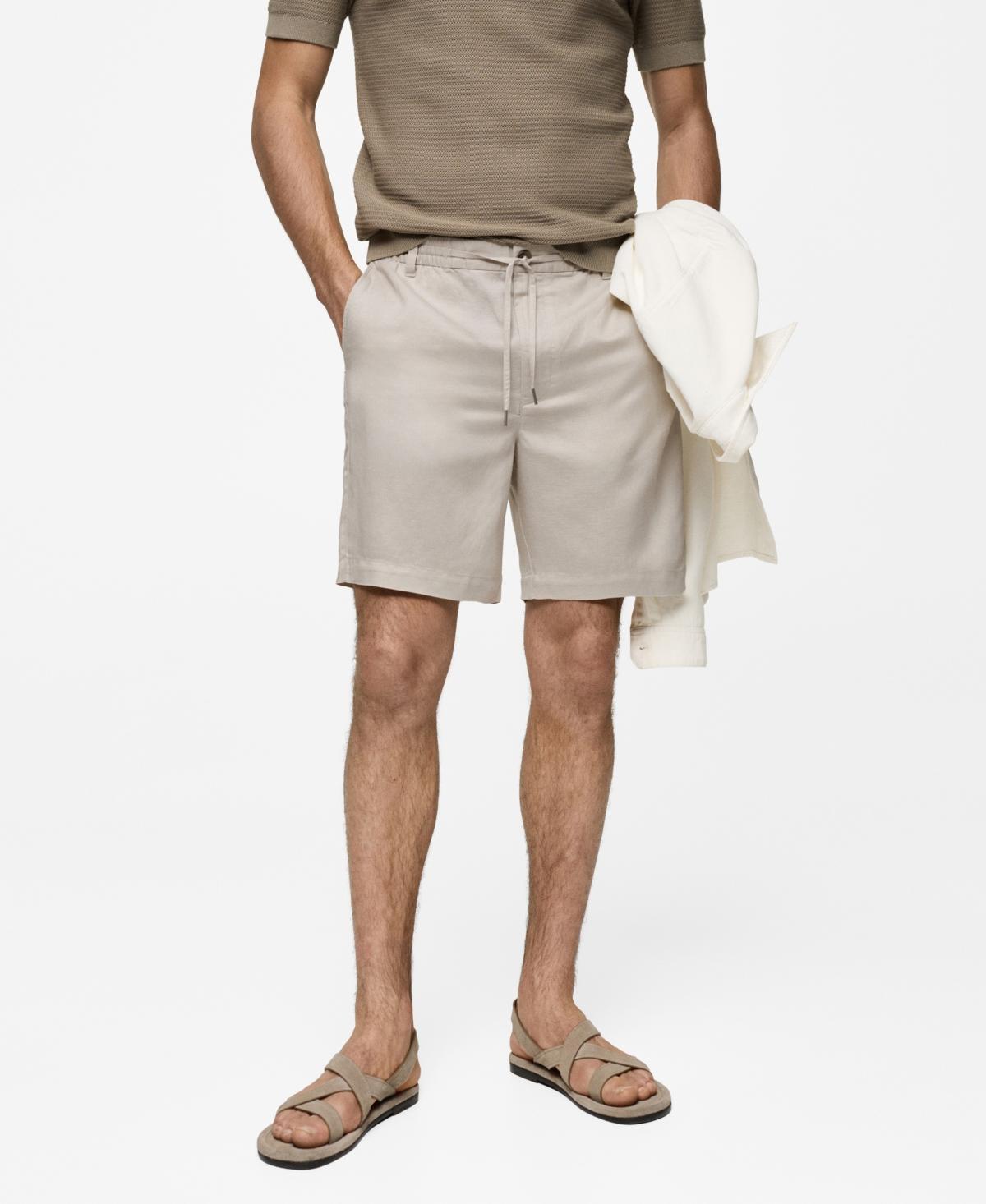 MANGO MAN - Tencel linen cord shorts ice greyMen Product Image