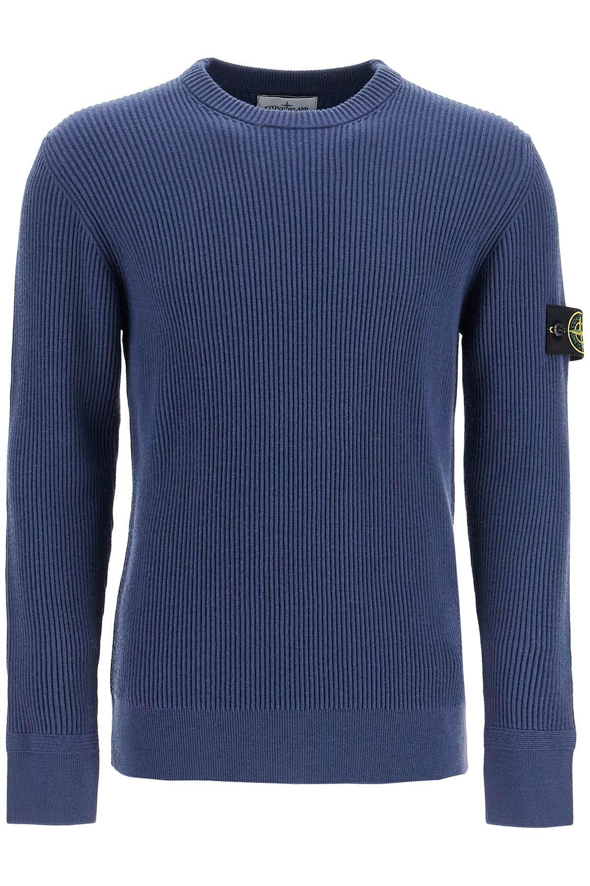 STONE ISLAND Blue Full Rib Sweater Product Image