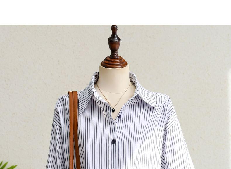 Long Sleeve Collared Striped Shirt Product Image