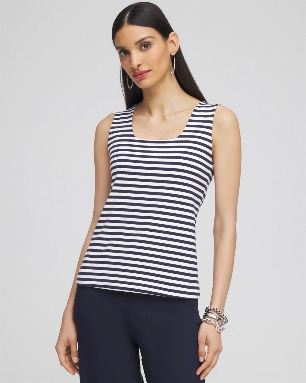 Women's Contour Cotton Stripe Square Neck Tank Top Product Image