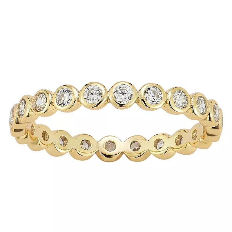 Sunkissed Sterling 14k Gold Over Silver Bezel Set Cubic Zirconia Ring, Womens Gold Tone Product Image