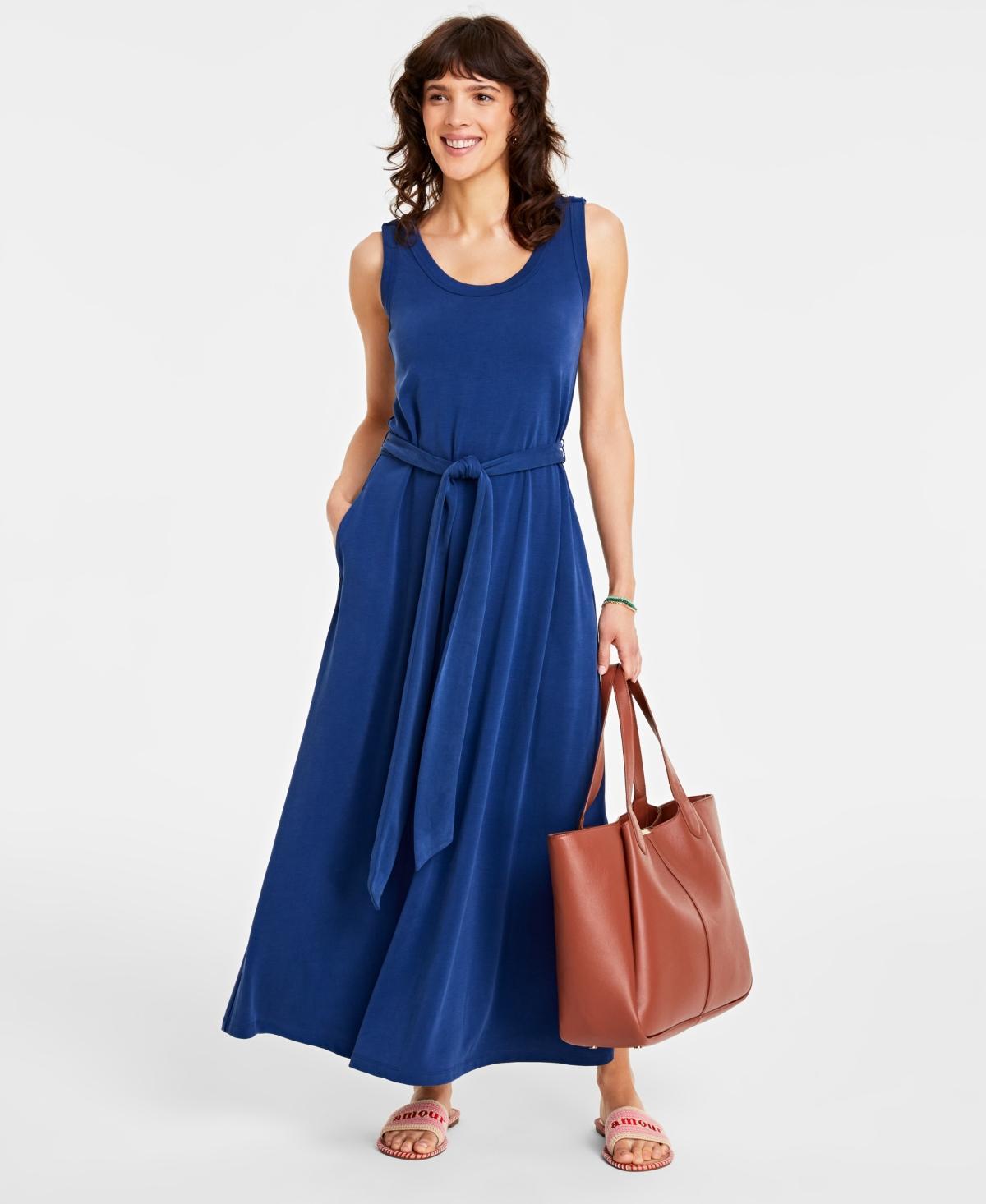 On 34th Womens Scoop-Neck Waist-Tie Maxi Dress, Created for Macys Product Image