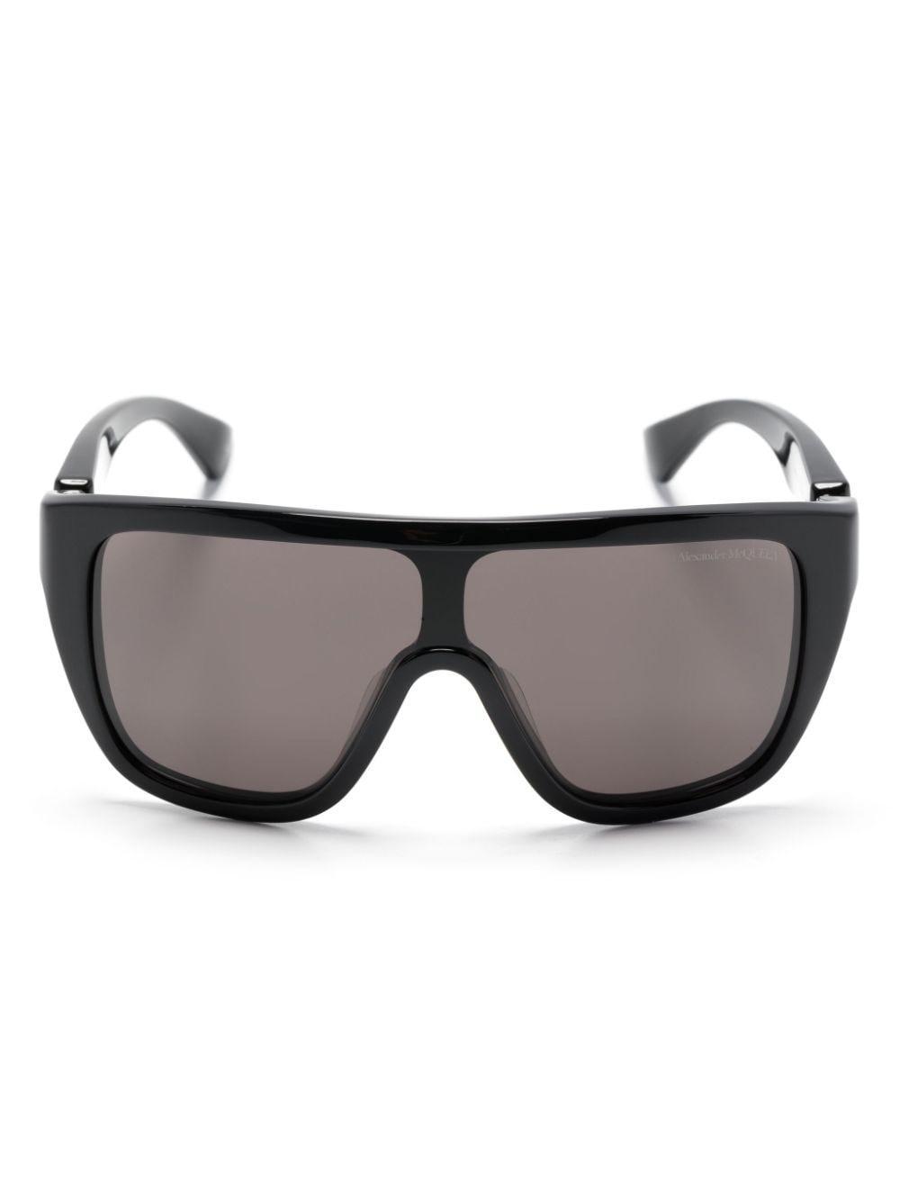 Skull-hinged Shield-frame Sunglasses In Black Product Image