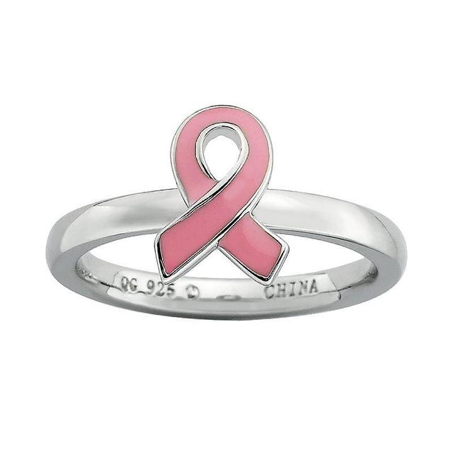 Stacks & Stones Sterling Silver Pink Breast Cancer Awareness Ribbon Stack Ring, Womens Product Image