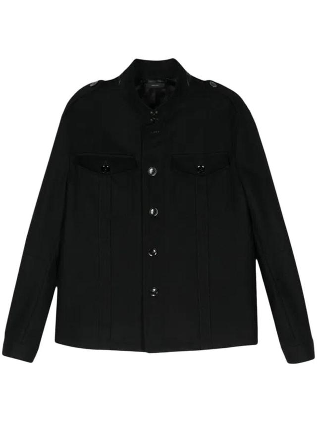 TOM FORD Japanese Felt Stand Collar Casual Jacket In Black Product Image