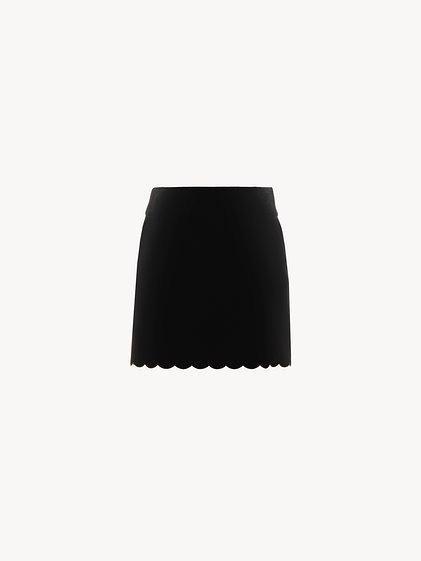 Scalloped mini skirt in velvet Product Image