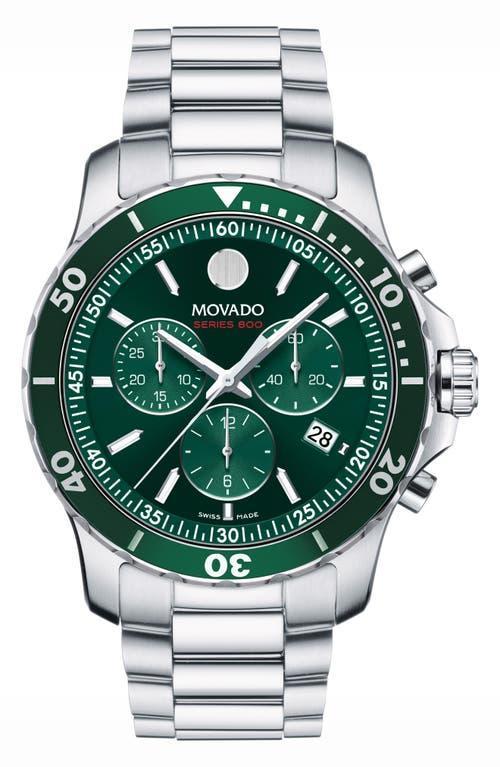 Men's Movado Series 800 Chronograph Watch with Green Dial (Model: 2600179) Product Image