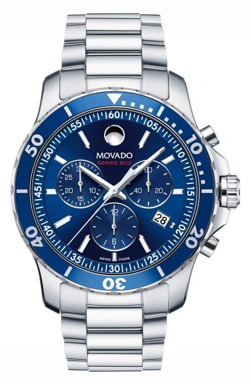 Men's Movado Series 800Â® Chronograph Watch with Blue Dial (Model: 2600141) Product Image