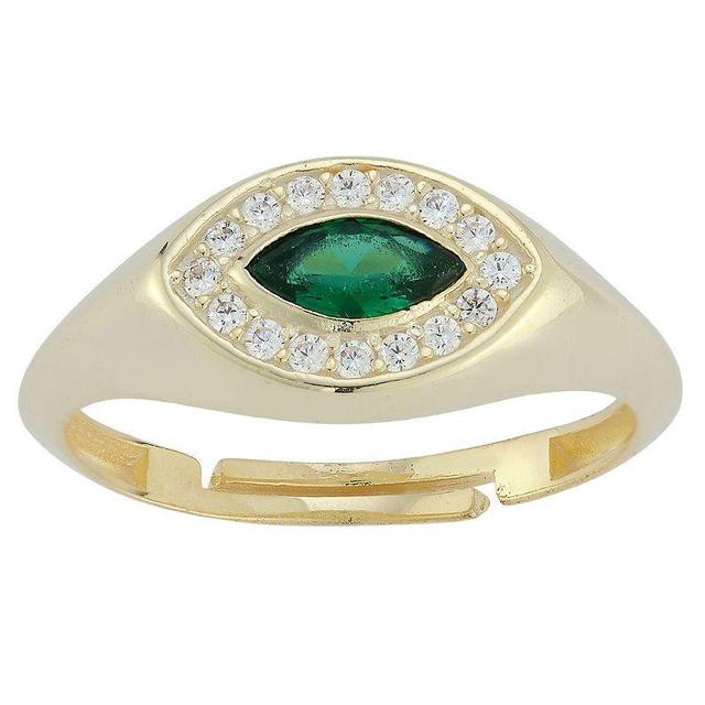 Sunkissed Sterling Sterling Silver Green & Clear Cubic Zirconia Eye Ring, Womens Gold Tone Product Image