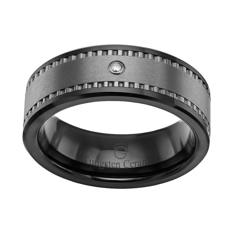 Diamond Accent Black Ceramic and Tungsten Band - Men, Mens Product Image