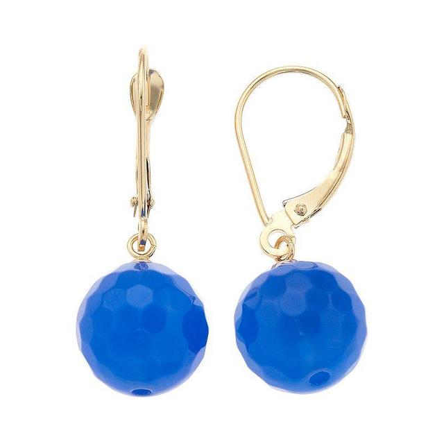 14k Gold Agate Drop Earrings, Womens, Blue Product Image