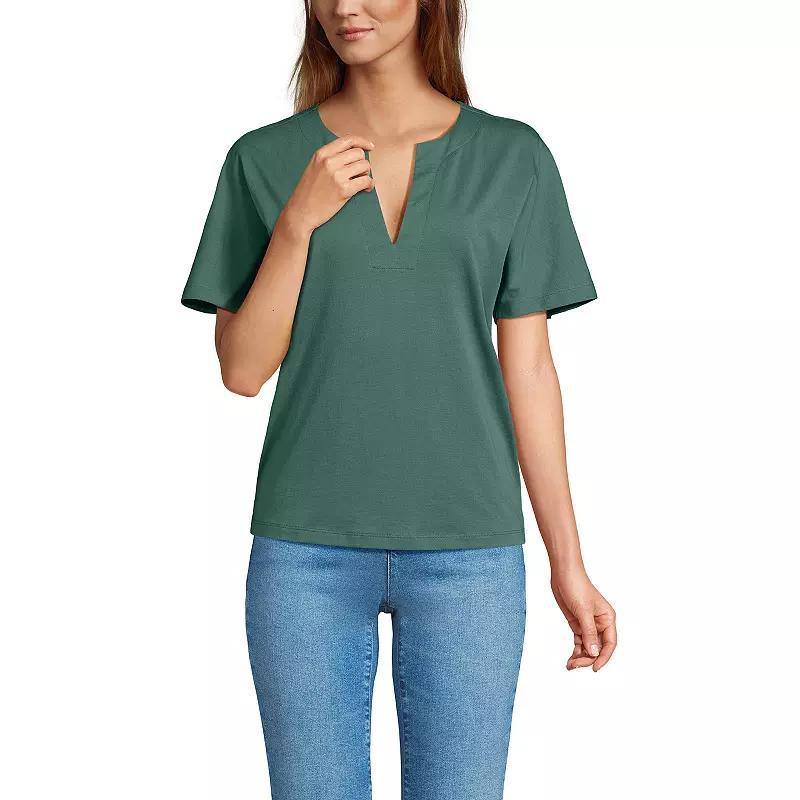 Lands End Womens Supima Notch Neck T-shirt Product Image