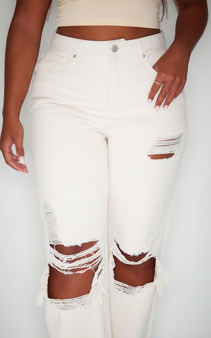 PRETTYLITTLETHING Shape Stone Extreme Rip Wide Leg Jeans Product Image