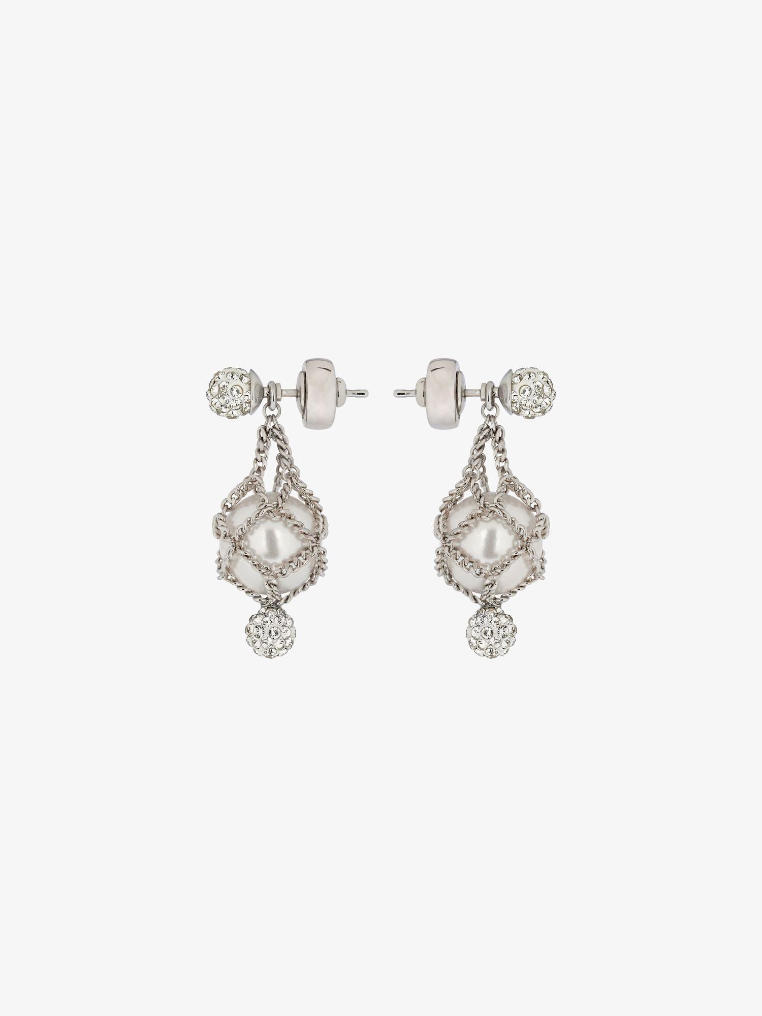 Pearling earrings in metal with pearls and crystals product image