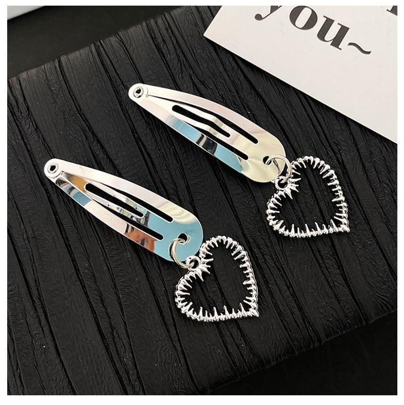 Set of 2: Heart Pendant Alloy Hair Clip Product Image