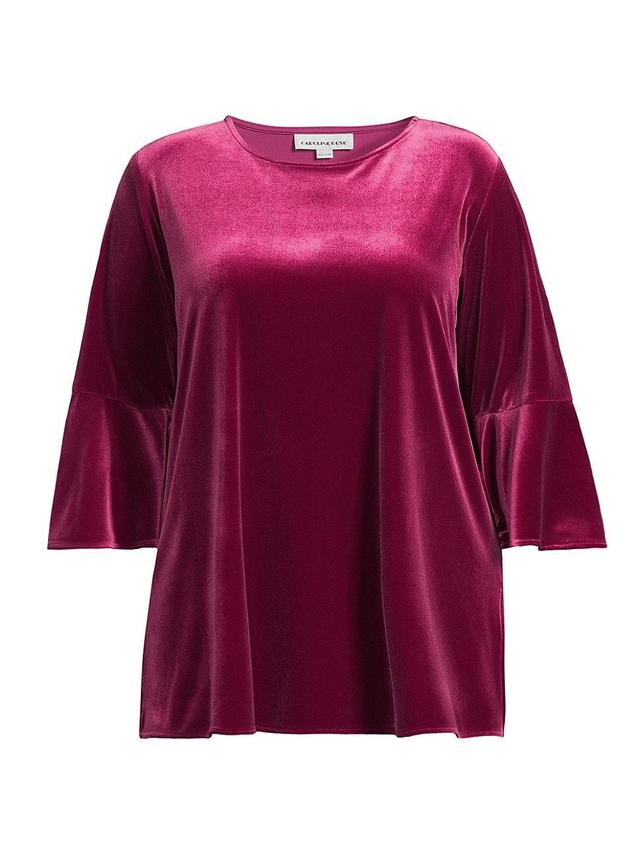 Plus Size Bella Stretch Velvet Bell-Sleeve Top Product Image