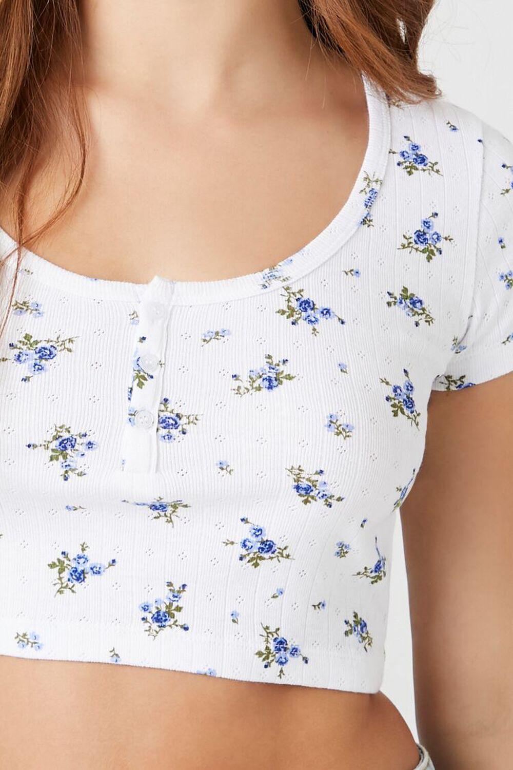 Floral Cropped Henley Tee | Forever 21 Product Image