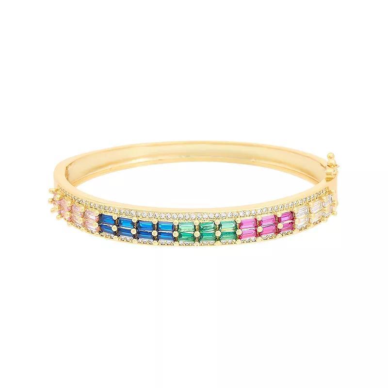 Juvell 18k Gold Plated Cubic Zirconia Bangle Bracelet, Womens, Multicolor Product Image