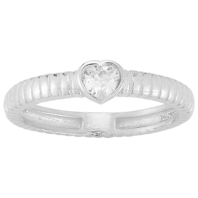 Sunkissed Sterling Cubic Zirconia Heart Ring, Womens White Product Image