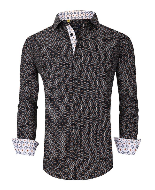 Azaro Uomo Mens Floral & Geometric Shirt - Black Product Image