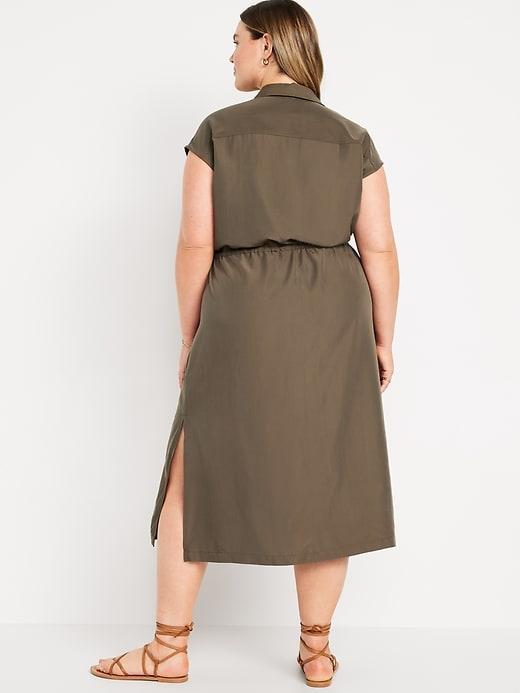 Waist-Defined Utility Midi Shirt Dress Product Image