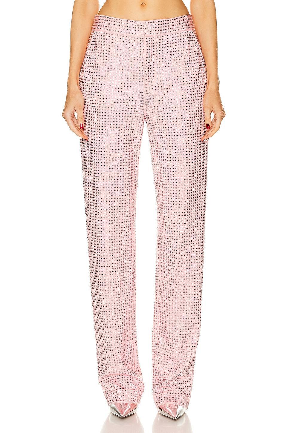 AREA Crystal Embellished Straight Leg Pant in Rose Product Image