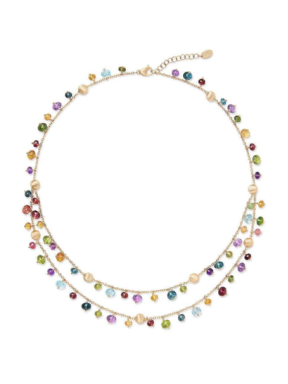 Womens Africa 18K Yellow Gold & Multi-Gemstone Double-Strand Necklace Product Image