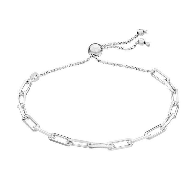 Sterling Silver Paper Clip Bolo Bracelet, Womens Product Image