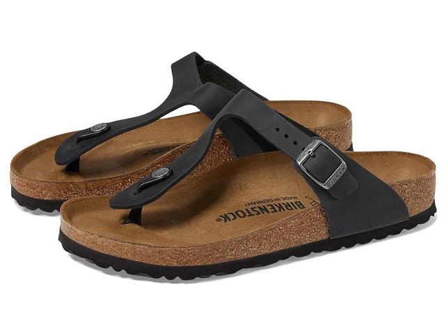 Birkenstock Gizeh Oiled Leather (Black Oiled Leather) Women's Sandals Product Image